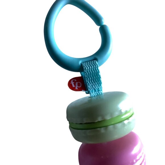 Fisher-Price Macaron Themed Clip-On Baby Teether Toy Multi-Color Soft Rattle - Picture 2 of 5
